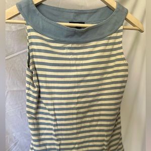 Vintage 90’s fashion mid cropped short shirt blue and white stripped